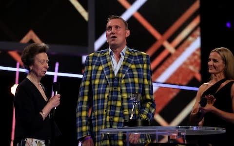 Doddie Weir (centre) receives the Helen Roll-on Award from The Princess Royal during the BBC Sports Personality of the Year 2019 at The P&J Live, Aberdeen - Credit: Jane Barlow/PA Wire.