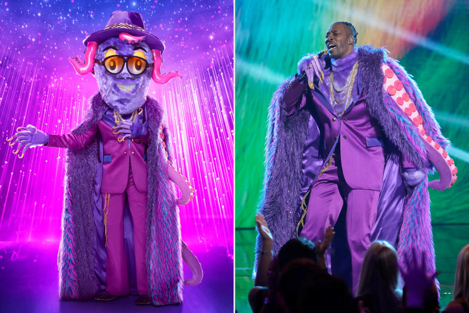 <p>The new season kicked off with a double elimination, but only one unmasking. The first to go was a pimped out purple 'pus. The towering sea creature pulled off his bafflingly furry head to <a href="https://ew.com/tv/the-masked-singer-season-6-premiere-recap-octopus-mother-nature/" rel="nofollow noopener" target="_blank" data-ylk="slk:reveal L.A. Laker Dwight Howard;elm:context_link;itc:0;sec:content-canvas" class="link ">reveal L.A. Laker Dwight Howard</a>. </p>
