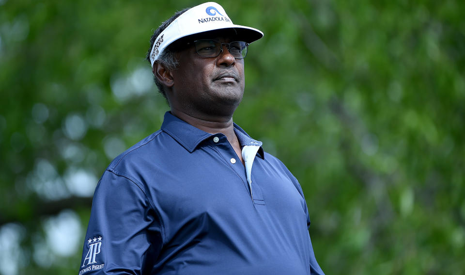 Hall of Famer Vijay Singh was going to try and play in the Korn Ferry Challenge this month, a move that didn’t sit well with many in the golf world. (Photo by Steve Dykes/Getty Images)