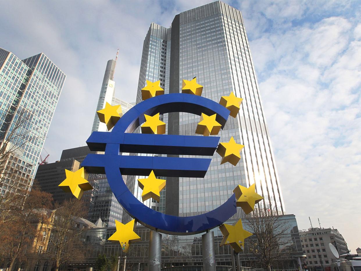 The ECB holds around £2.1trillion worth of government bonds through its quantitative easing programme: Getty