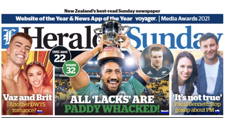 The front page of the New Zealand Herald