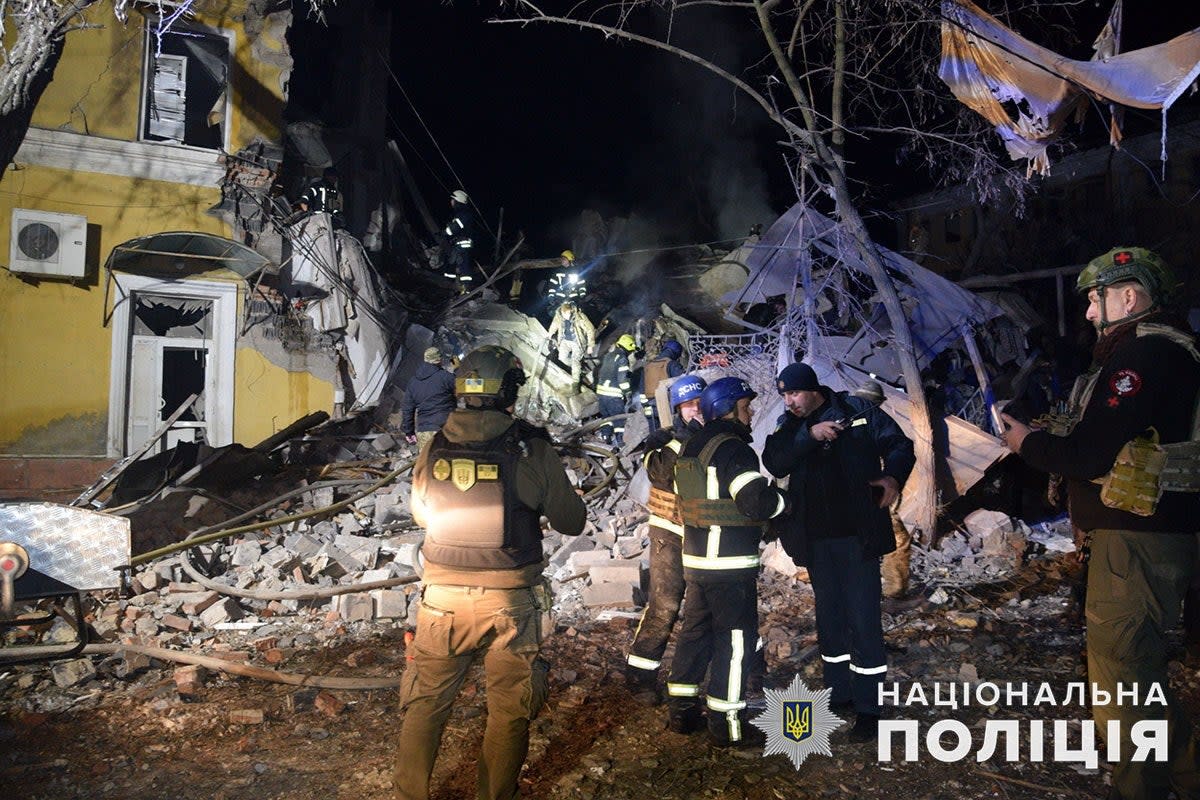 Missile strike destroyed a housing block and damaged nine others (National Police Ukraine)
