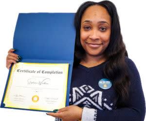  Stephanie Woodbine struggled to find housing for her and her daughter when she left an abusive relationship in 2017. They now have a permanent home, and Woodbine has become a preschool teacher. She also has earned a public speaking certification from a local advocacy group. (Photo courtesy of Stephanie Woodbine)