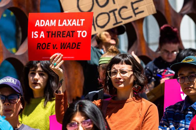 A sign opposing Nevada Senate candidate Adam Laxalt is seen outside the federal courthouse during a demonstration in Reno, Nevada, this week. (Photo: Photo by Ty O'Neil/SOPA Images via Getty Images)