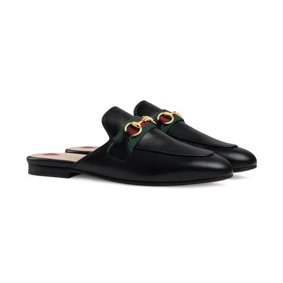 Gucci Princetown Black Leather Women's Mules