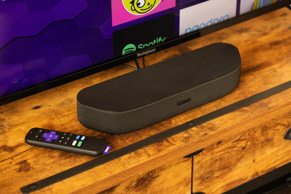 Roku Streambar smart soundbar in a living room.