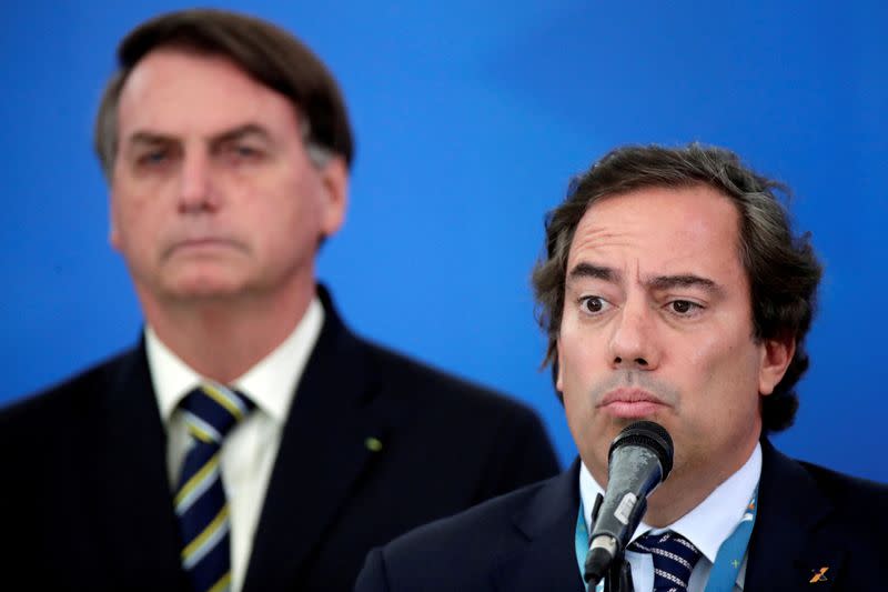 FILE PHOTO: Caixa Economica Federal Bank President Guimaraes speaks at media statement in Brasilia