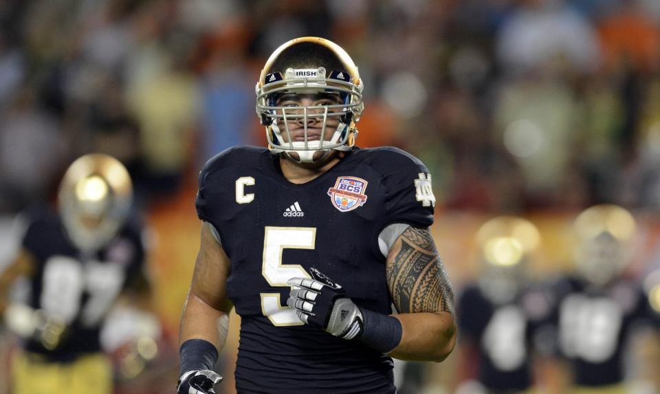 Manti Te'o recorded 437 tackles, 8.5 sacks and seven interceptions in his four-year career at Notre Dame.