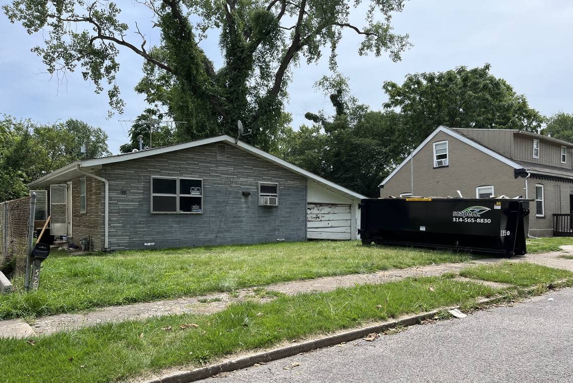 A dumpster sat in front of a home at 520 N. Fourth St. in Belleville earlier this month. A new owner evicted the resident, David Semrau, in late May after buying the property at a St. Clair County auction.