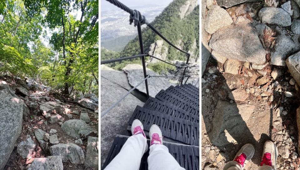 The trail involved lots of scrambling over rocks, stairs and unpaved paths with plenty of stones. (Photo: Stephanie Zheng)