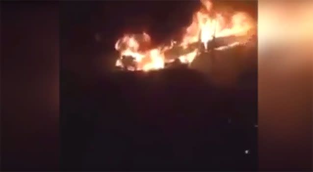 The burning bus. Source: YouTube