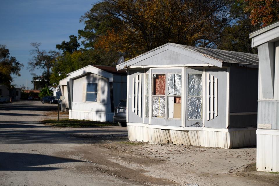 A row of double-wide homes in Channelview, Texas.