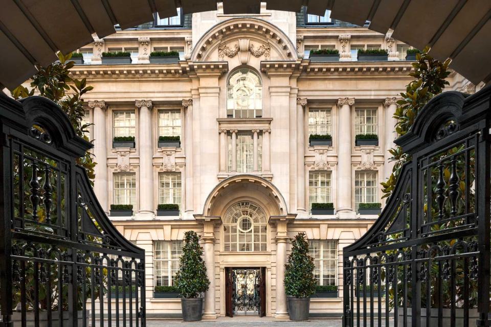 Ornate entrance to the Rosewood London Hotel