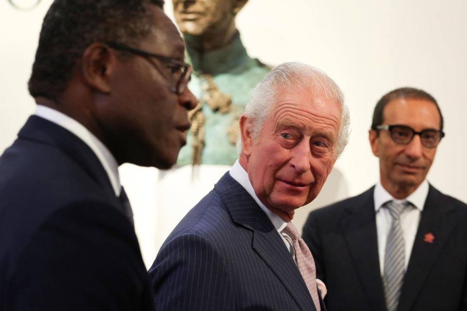 King Charles attends a reception and discussion to learn about opportunities for young people and the role of entrepreneurship in Africa at Garrison Chapel in London (PA Wire)