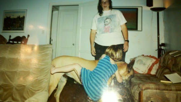 "I'm 22 now and my Mom has struggled with weight problems her whole life. I decided to send in a picture I love -- her big cumbersome glasses and weird screen print shirts don't make me cringe, they make me happy I had a mom like her." 