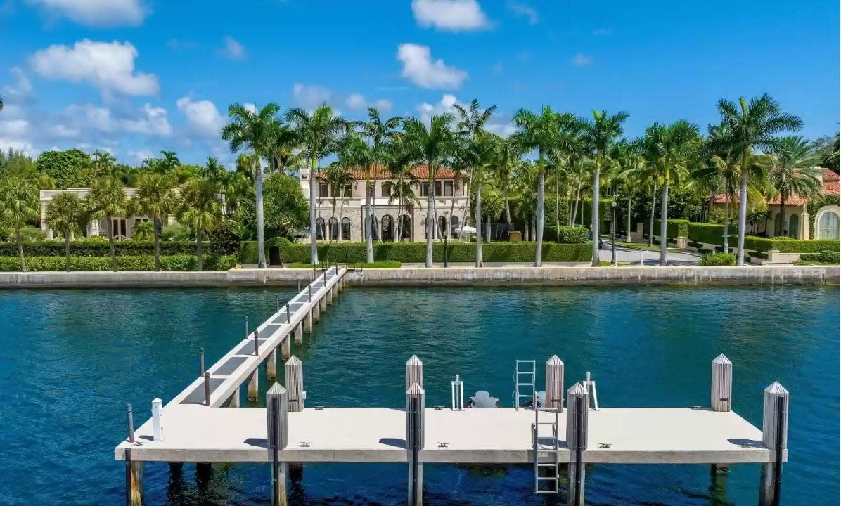 The house just listed for sale at $35.9 million by Tommy and Dee Hilfiger at 313 Dunbar Road has a dock in the Intracoastal Waterway.