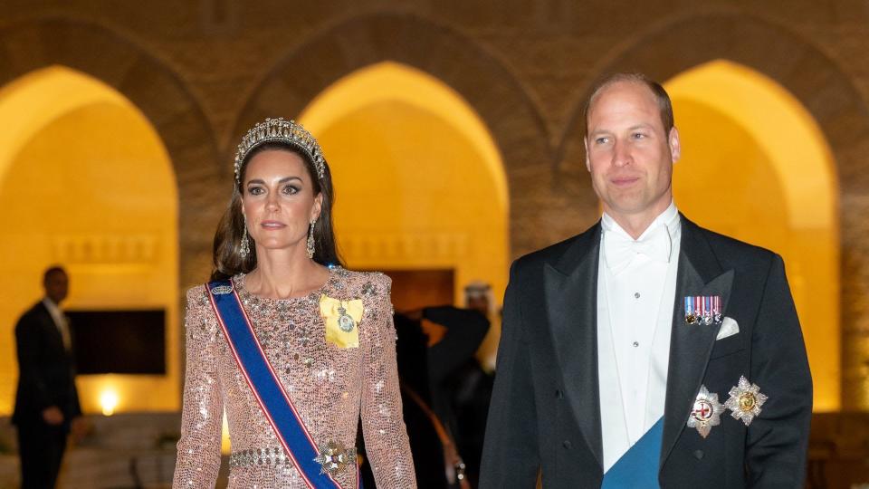 Kate Middleton wears sequin gown and embellished heels at the Jordan royal wedding