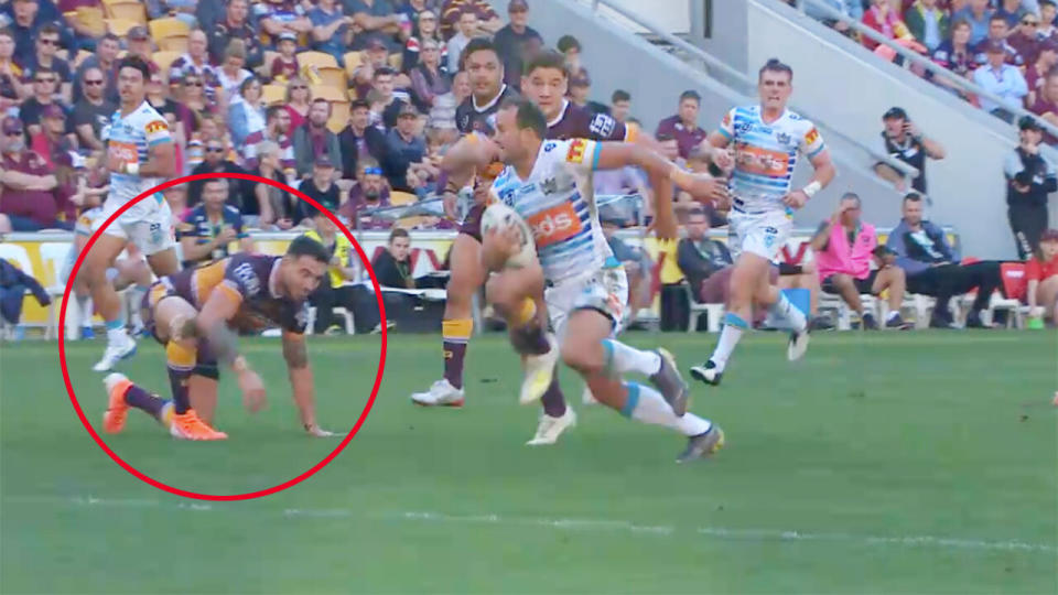 Darius Boyd has come under fire after a shocking incident against the Titans. Pic: Fox Sports