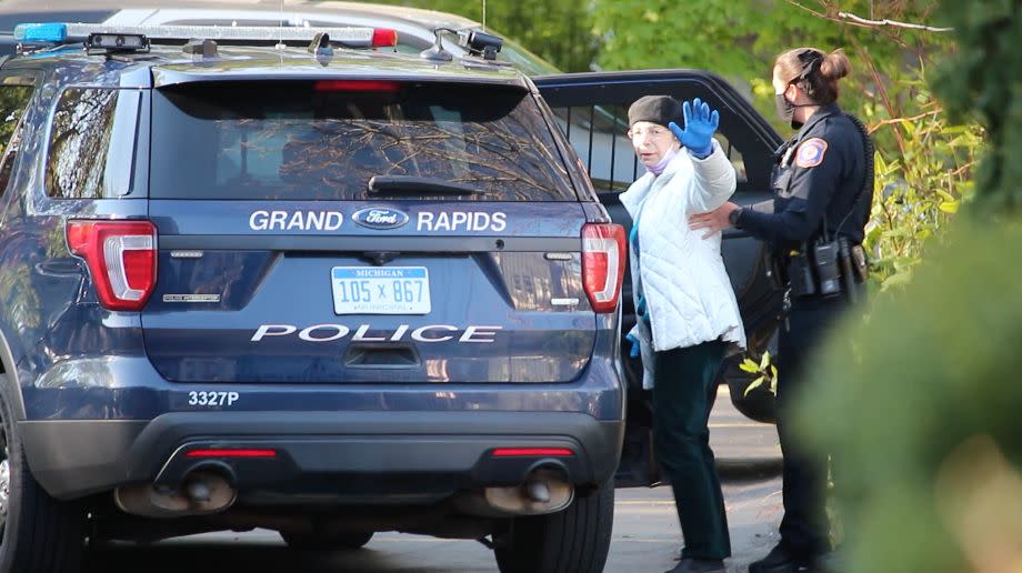 Monica Miller is given a citation for trespassing at an abortion clinic in Grand Rapids, Michigan.  (Photo: Photo by Emily G. Lizzio)