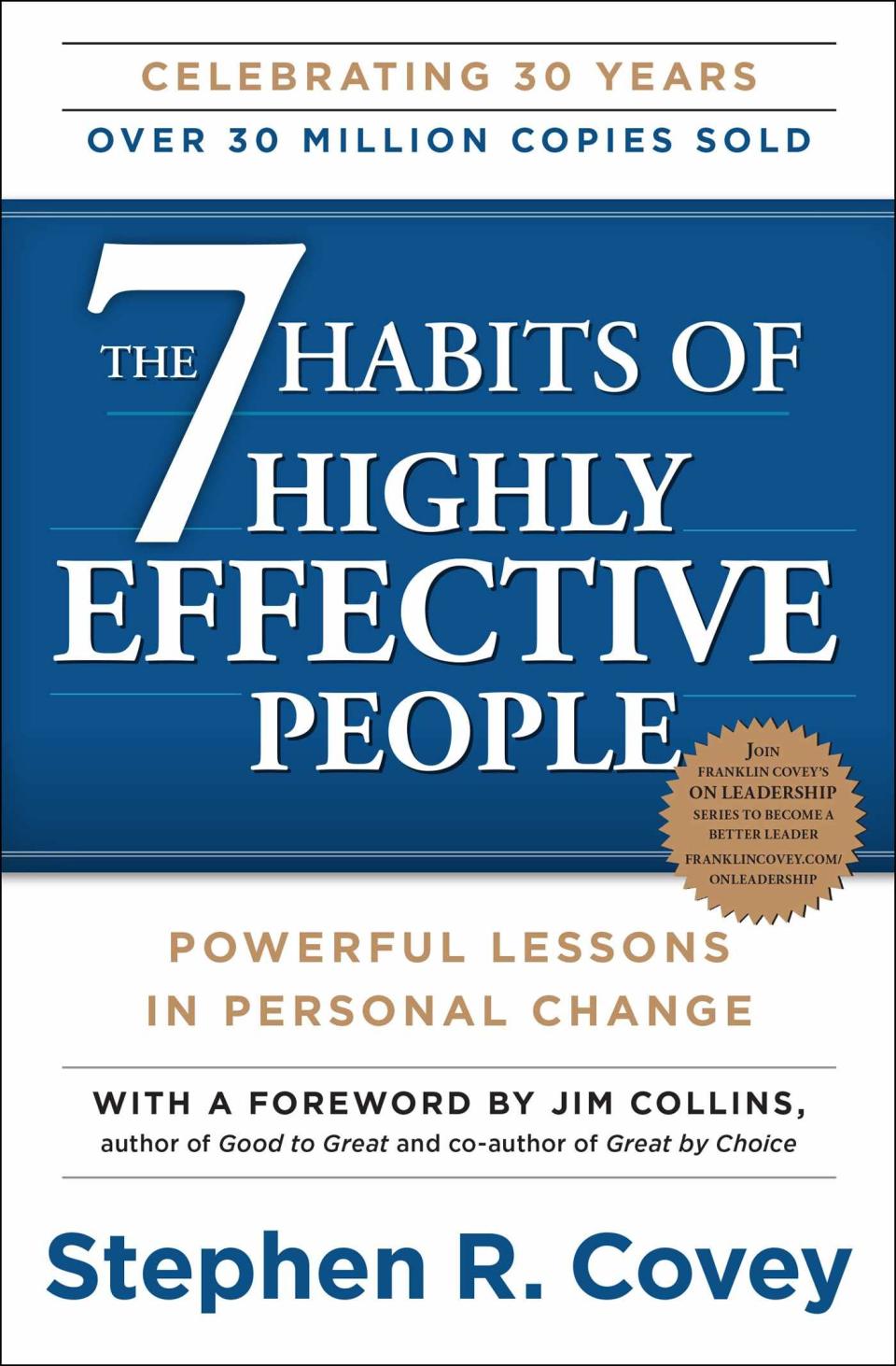 the self-help book titled 7 habits of highly effective people on a white background