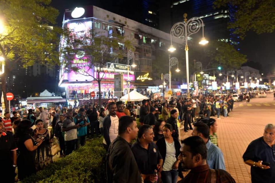 People gather for a rally in Brickfields, Kuala Lumpur August 23, 2019.