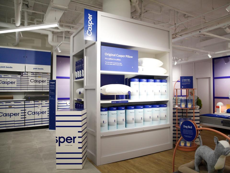 casper products arranged neatly on shelves