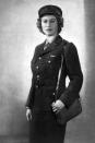 <p>Princess Elizabeth was photographed in her British Army uniform. At the time of the picture, she was a second subaltern (equivalent to a second lieutenant) in the Auxiliary Territorial Service (ATS) of the British Army. </p>