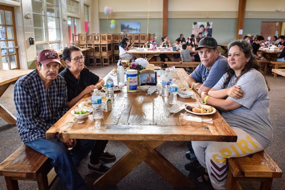 From left, Damian Duran, Senaida Duran, Raul Valdez and Yvonne Duran, who evacuated from the Mora Valley. Damian and Senaida lost their homeowners insurance in 2016 and couldn’t find new coverage because “we live too close to the mountain,” Senaida said.