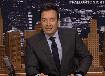 Jimmy Fallon saying, "What?"