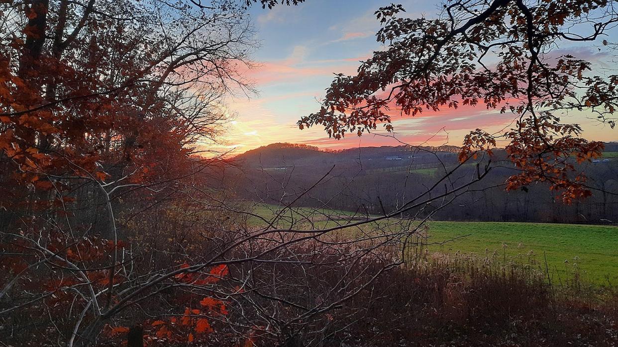 The sun sets over a farm Nov. 17, 2021, in Lincoln Township, Somerset County. People spend time in the outdoors to experience nature at its finest.