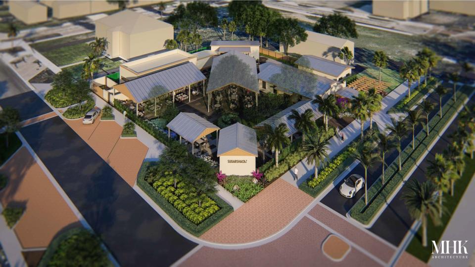 An artist's rendering of the upcoming restaurant/music venue Sugarshack Downtown, expected to open in early 2024 in Bonita Springs.