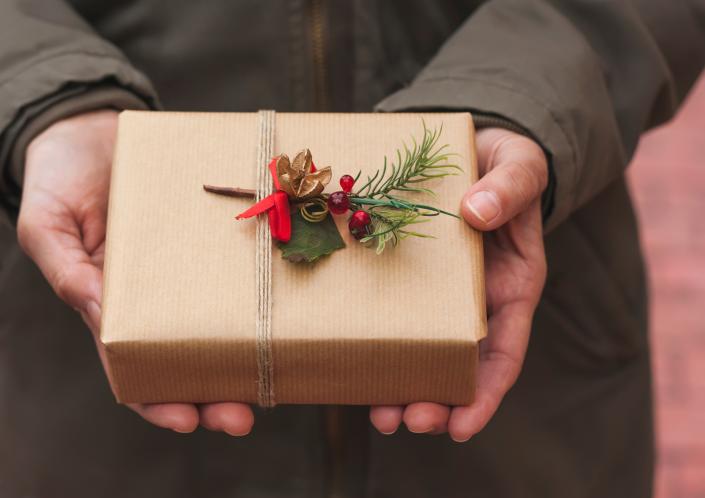 holiday gift box wrapped in paper