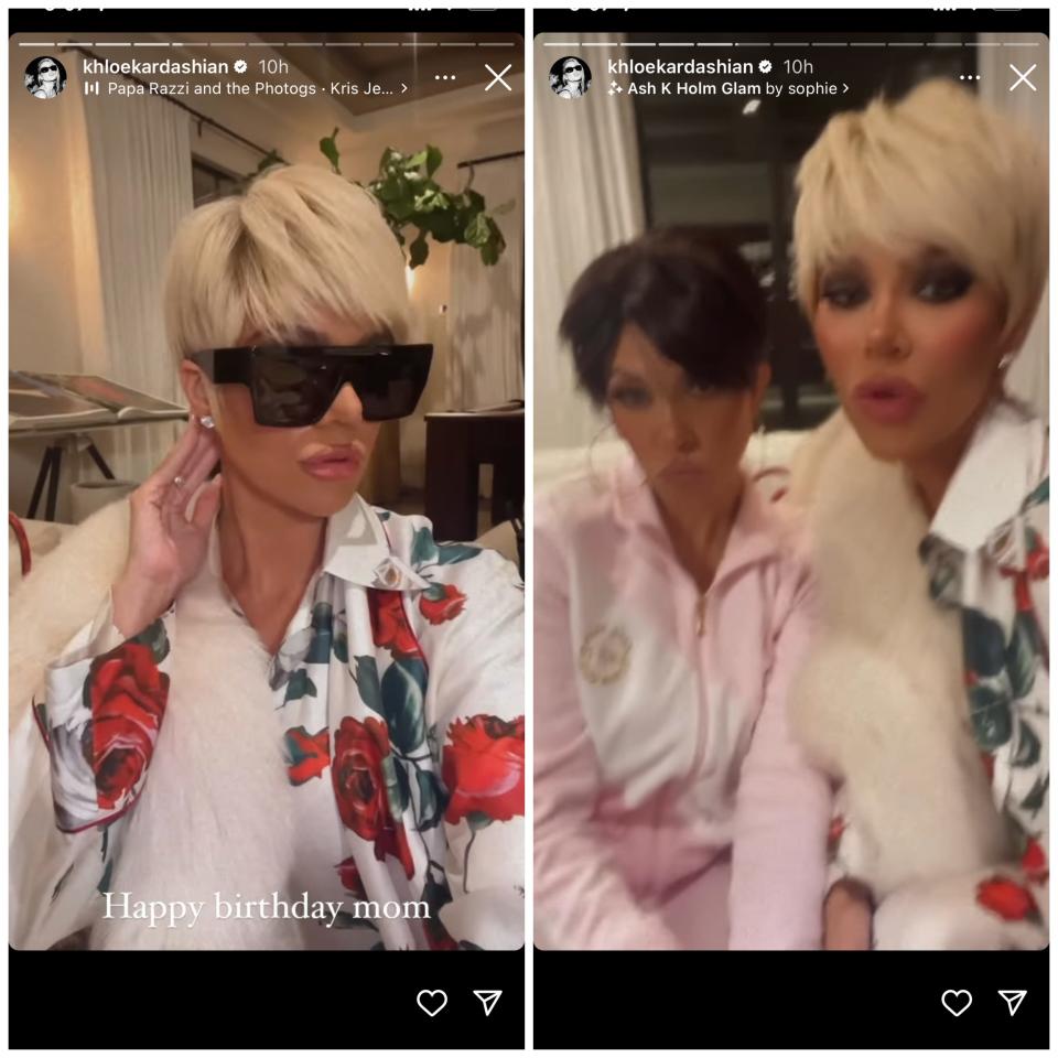 Khloe Kardashian dressed as Kris Jenner