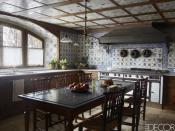 <p>This charming kitchen in St. Moritz, Switzerland is filled with history: 18th-century Portuguese tiles <a rel="nofollow noopener" href="https://www.elledecor.com/design-decorate/interior-designers/g3437/designer-tricks-to-make-ceilings-taller/" target="_blank" data-ylk="slk:cover the ceiling;elm:context_link;itc:0;sec:content-canvas" class="link ">cover the ceiling</a> and <a rel="nofollow noopener" href="https://www.elledecor.com/design-decorate/g8942056/open-floor-plans/" target="_blank" data-ylk="slk:walls;elm:context_link;itc:0;sec:content-canvas" class="link ">walls</a>; the 19th-century French table is surrounded by English chairs from the same era and a 19th-century French light fixture hangs above.</p>