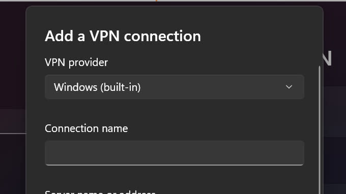  A screengrab of the Windows 11 VPN interface. 