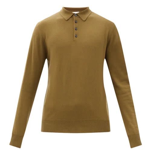 <p><a class="link " href="https://www.matchesfashion.com/products/Allude-Cashmere-polo-shirt-1447295" rel="nofollow noopener" target="_blank" data-ylk="slk:SHOP">SHOP</a></p><p>A classic brown knitted polo in a cosy boy cashmere from Allude. And if bottom of the Malteser bag isn't quite your shade, know that this solid marque offers the same bit of kit in blue, green and cream.</p><p>£348; <a href="https://www.matchesfashion.com/products/Allude-Cashmere-polo-shirt-1447295" rel="nofollow noopener" target="_blank" data-ylk="slk:matchesfashion.com" class="link ">matchesfashion.com</a></p>
