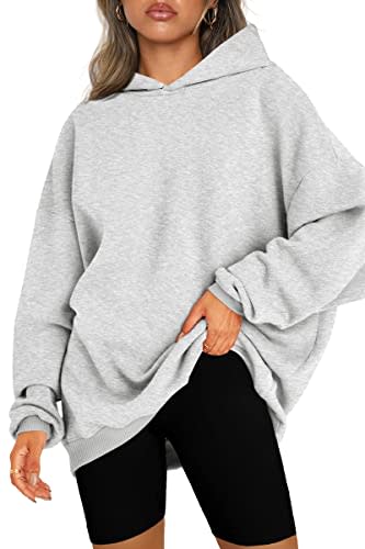 EFAN Sweatshirts Hoodies for Women Oversized Fall Fashion Outfits 2024 Clothes Solid Basic Soft Yoga Loose Winter Tops Sweaters Grey
