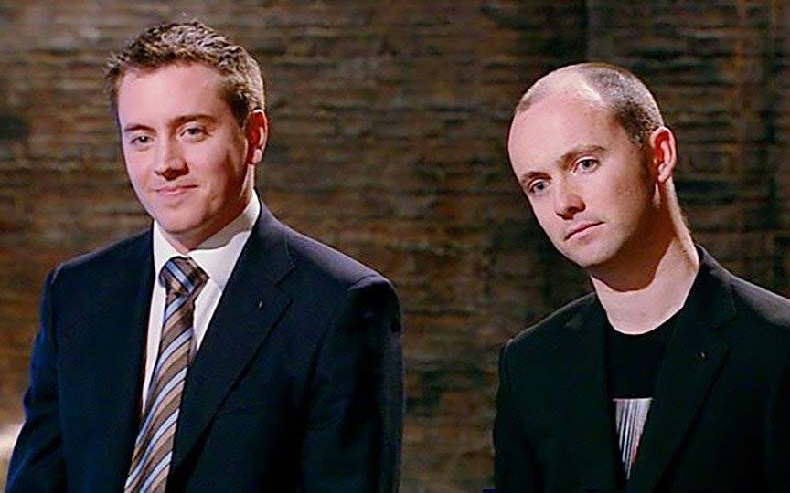 Harbison and his business partner Sean Fee on Dragon's Den