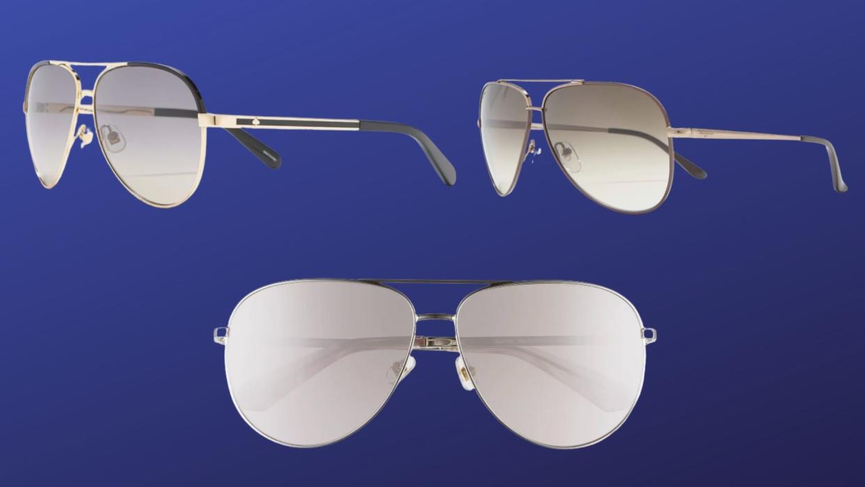 Three pairs of aviator sunglasses.