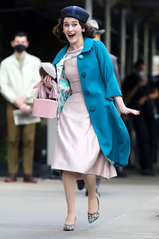 Jose Perez/Bauer-Griffin/GC Images Rachel Brosnahan filming The Marvelous Mrs. Maisel