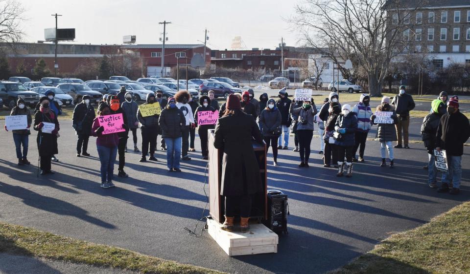 A few dozen people attended a rally in Fall River's Britland Pak Saturday to demand police transparency in the fatal police shooting of Anthony Harden. 