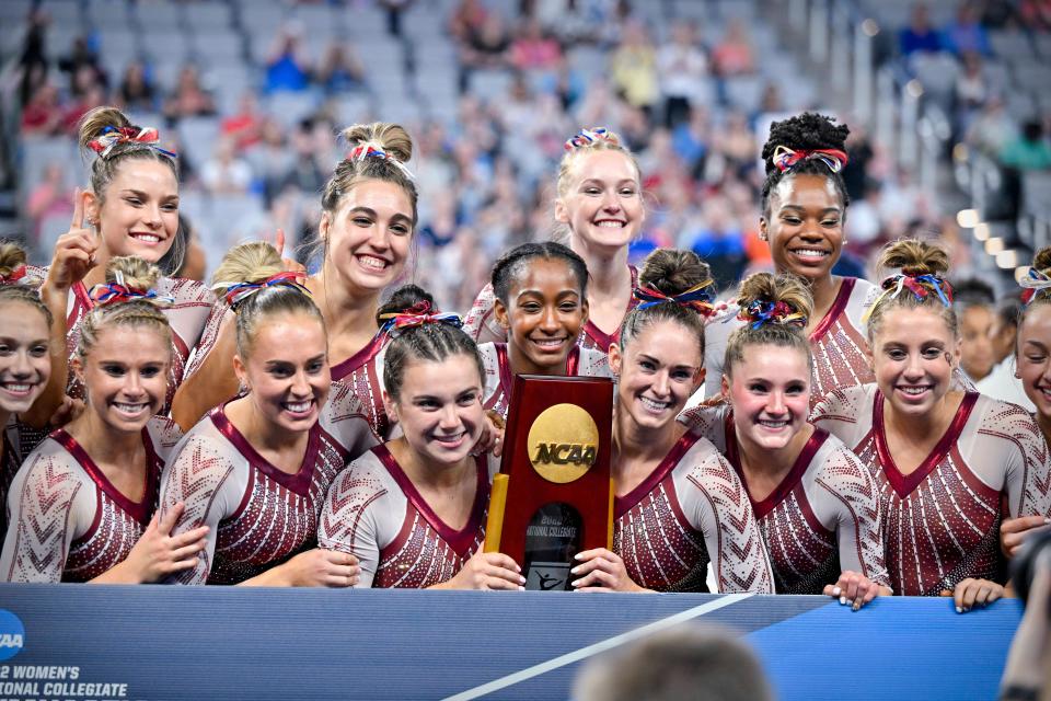Oklahoma captured its fifth NCAA women’s gymnastics title, rallying from last after the first rotation to the top spot at the end.