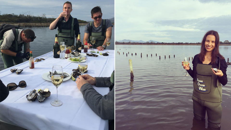 The most popular experience on offer is arguably visiting the Freycinet Marine Oyster Farm. Photo: Lucy-Mae Beers