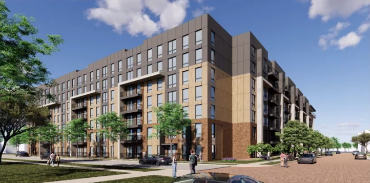 This rendering shows a proposed student apartment complex near 14th Street and Avenue X, as presented to the Lubbock Planning and Zoning Commission on May 2.