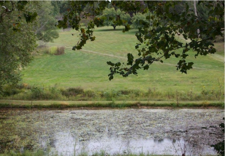 Earlier this year, a building from the former Red Lion Country Club can be seen in the distance across the former golf course. The country club was founded in 1937.