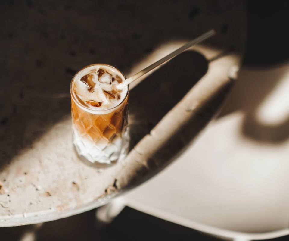 Cold brew coffee on a stoneware table