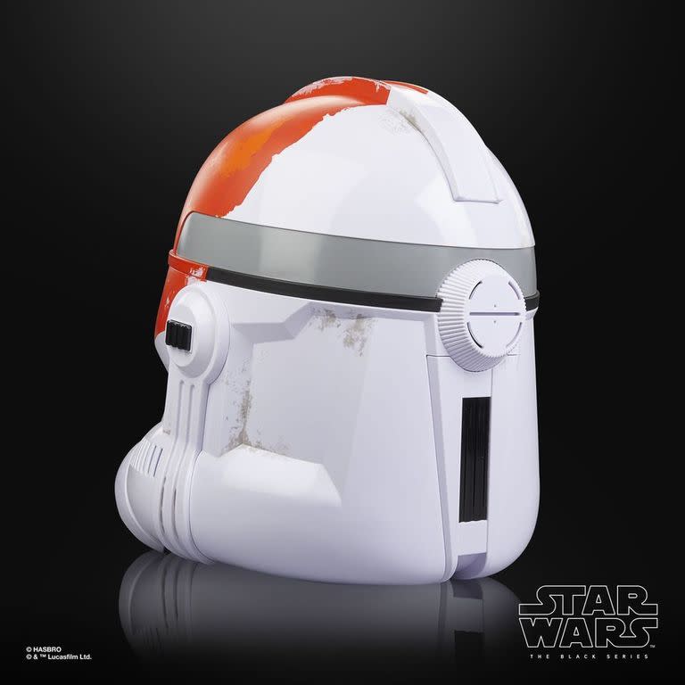 Star Wars The Black Series Ahsoka's Clone Trooper Premium Electronic Helmet product on a black background, from different angles