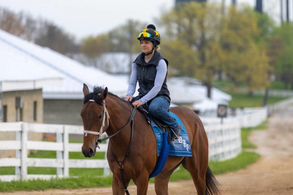 Ferrin Peterson said a successful jockey watches a horse for cues. “There’s so much the horse tells you from its ears. When I’m getting them to relax, and maybe get their ears pricked forward so they feel like they’re galloping in a field with their friends, that’s what I want.”