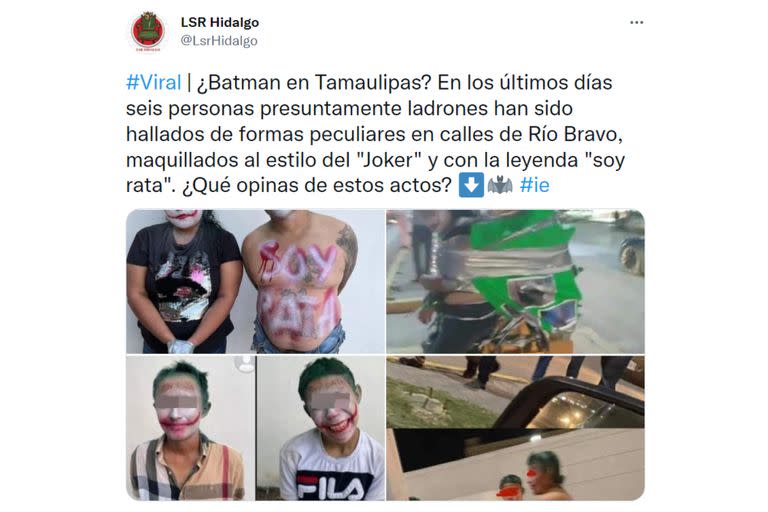 Los detenidos tienen un maquillaje parecido al del Joker, popular personaje de cómics enemigo de Batman