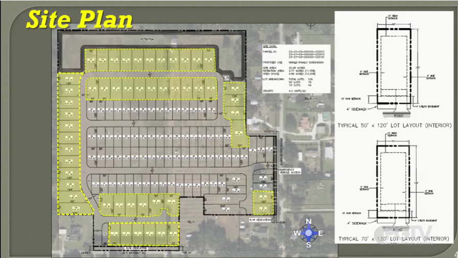 The proposed site plan for the project proposed at the intersection of D R Bryant Road and Park Byrd Road, as presented during the hearing.